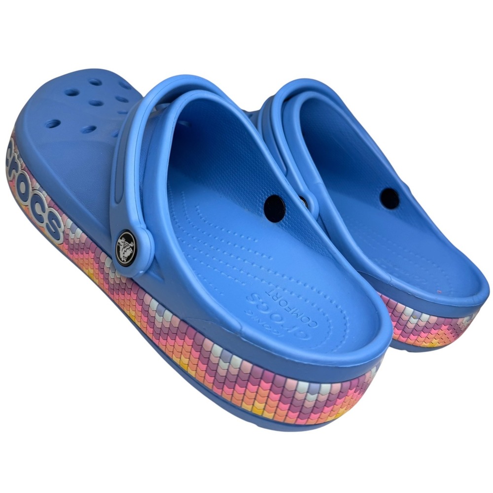 Crocs Classic Clogs Blue Multicolor Graphic Mens 12 - Picture 7 of 15